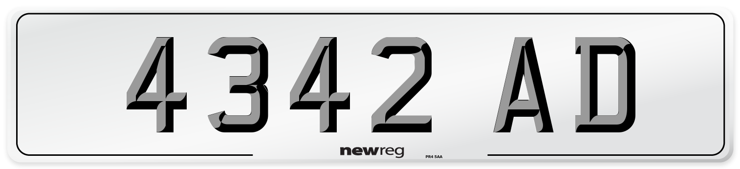 4342 AD Number Plate from New Reg
